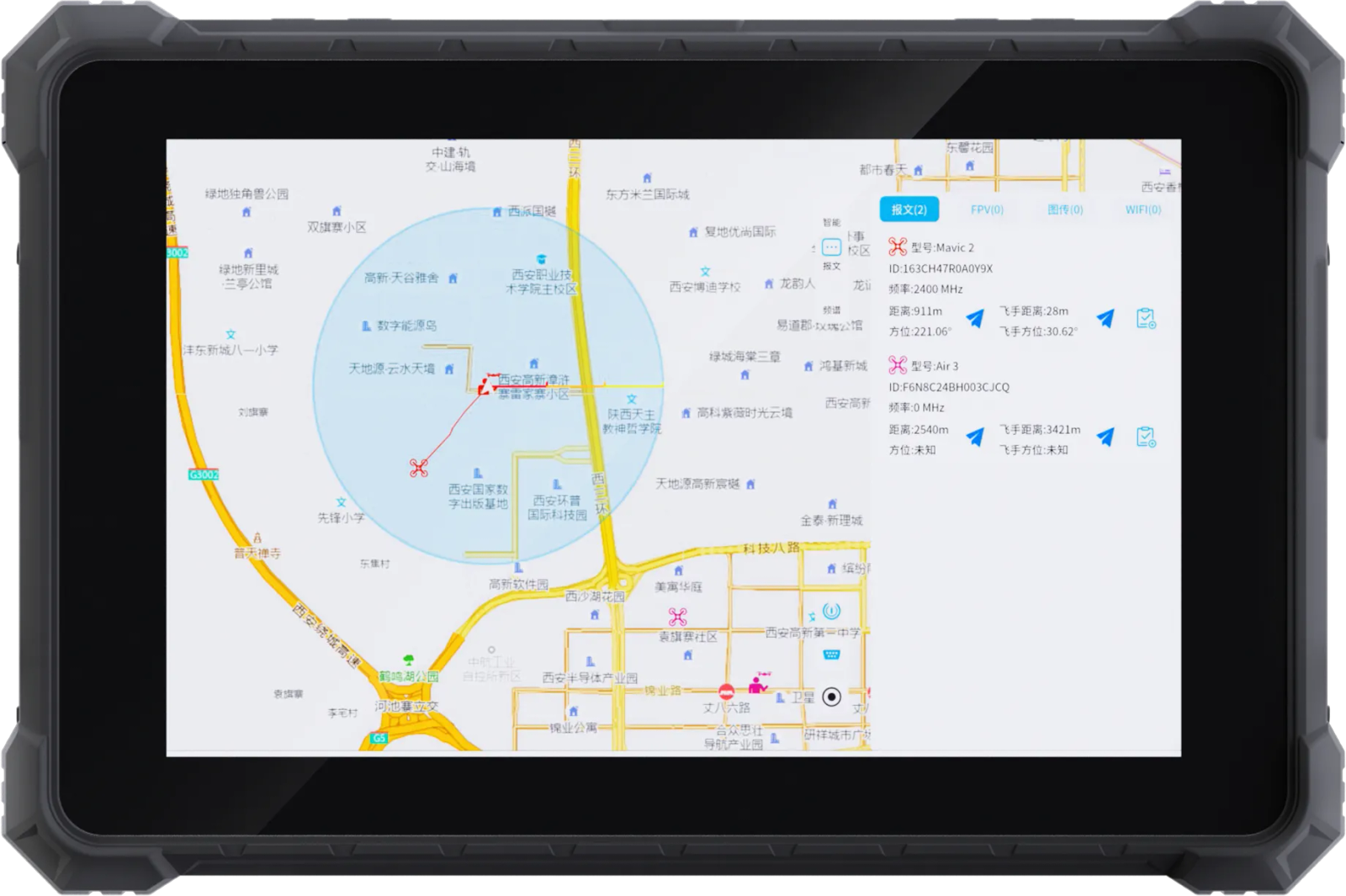 Drone detection and positioning tablet